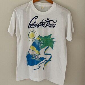 Single Stitch Vintage Screen Stars Galveston Texas t-shirt Size XL Travel Tee